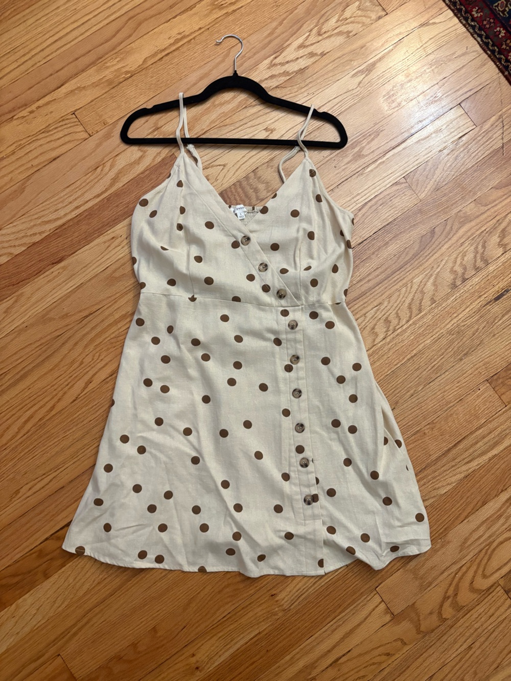 Blu Pepper Beige Polka Dot Button-Front dress